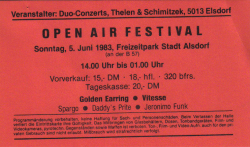 Golden Earring ticket June 05, 1983 Alsdorf (Germany) - Freizeitpark